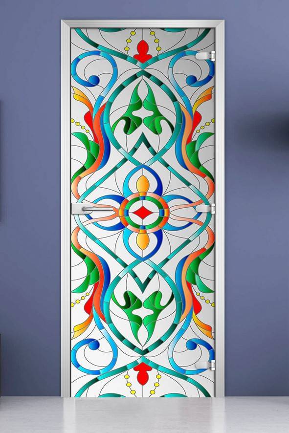 Стеклянная межкомнатная дверь с фотопечатью «Stained Glass-08»