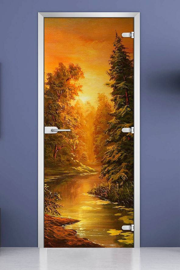 Стеклянная межкомнатная дверь с фотопечатью «Painting-10»