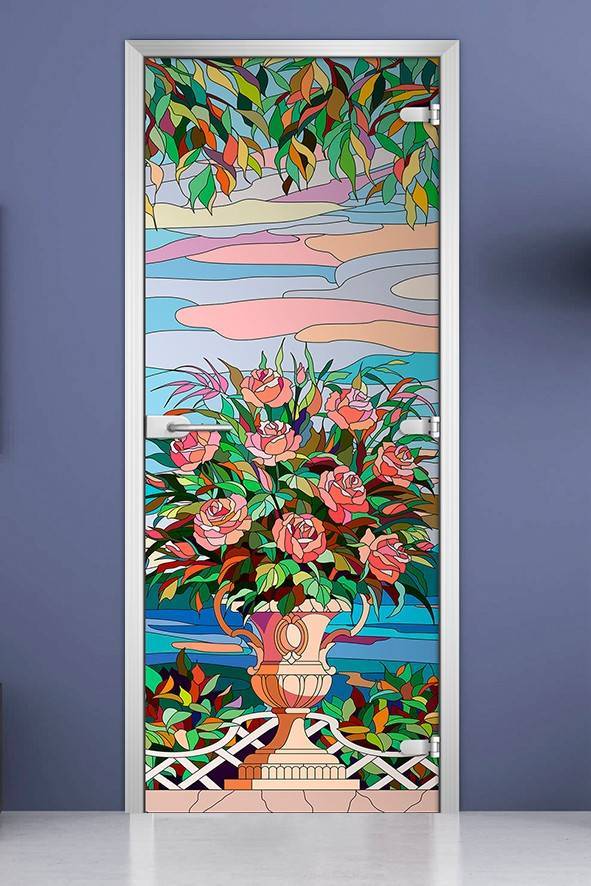 Стеклянная межкомнатная дверь с фотопечатью «Stained Glass-06»