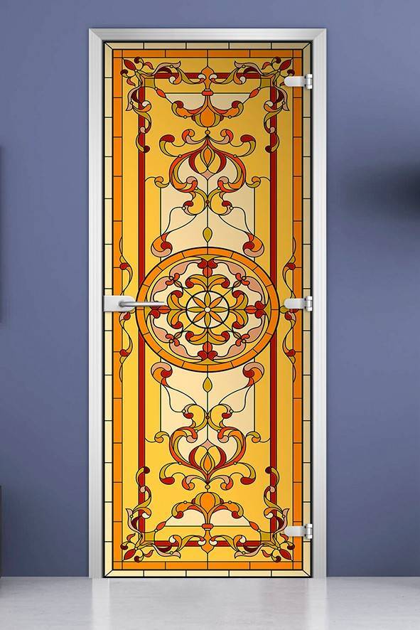 Стеклянная межкомнатная дверь с фотопечатью «Stained Glass-13»