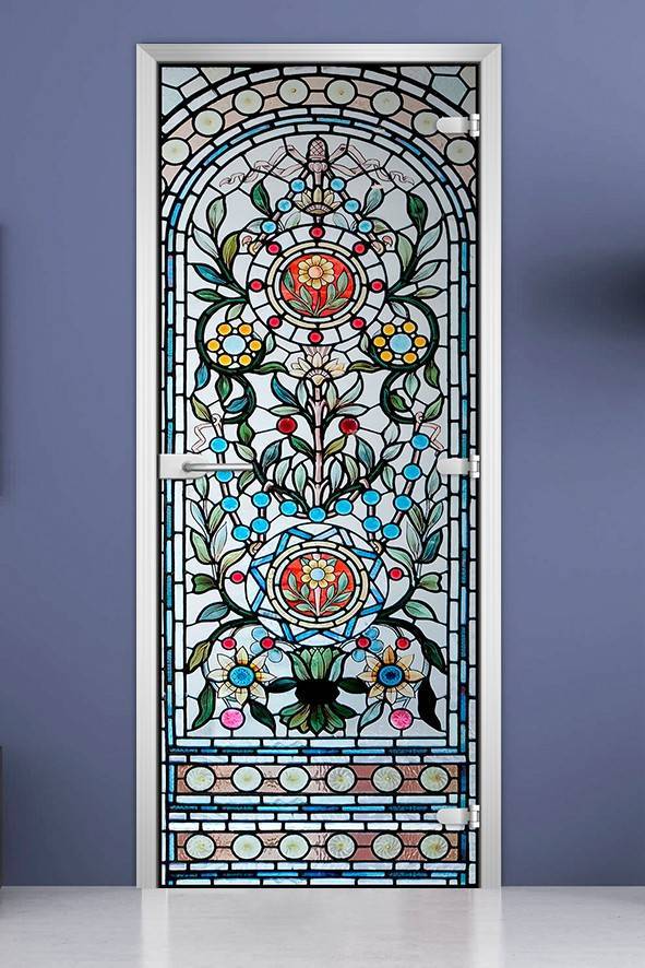 Стеклянная межкомнатная дверь с фотопечатью «Stained Glass-15»