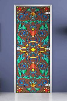 Стеклянная межкомнатная дверь с фотопечатью «Stained Glass-07»