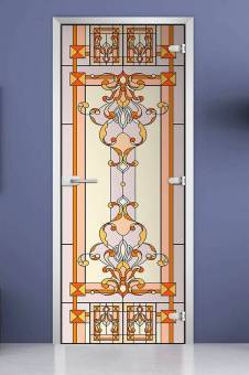 Стеклянная межкомнатная дверь с фотопечатью «Stained Glass-14»