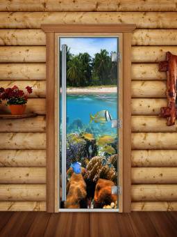 Стеклянная дверь для сауны и бани «Престиж Фотопечать А067»