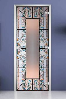Стеклянная межкомнатная дверь с фотопечатью «Stained Glass-18»