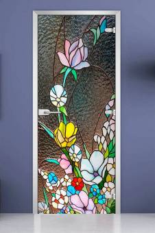 Стеклянная межкомнатная дверь с фотопечатью «Stained Glass-02»