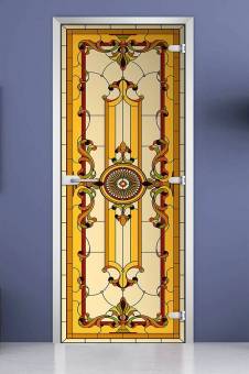 Стеклянная межкомнатная дверь с фотопечатью «Stained Glass-12»