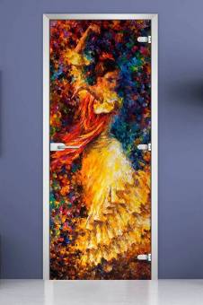 Стеклянная межкомнатная дверь с фотопечатью «Painting-18»