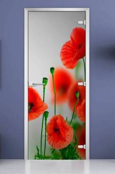 Стеклянная межкомнатная дверь с фотопечатью «Flowers-01»