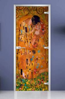 Стеклянная межкомнатная дверь с фотопечатью «Painting-17»