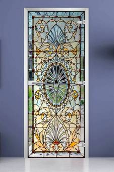 Стеклянная межкомнатная дверь с фотопечатью «Stained Glass-17»