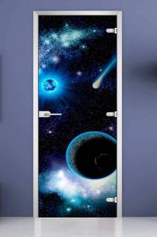 Стеклянная межкомнатная дверь с фотопечатью «Space-01»