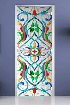 Стеклянная межкомнатная дверь с фотопечатью «Stained Glass-08»