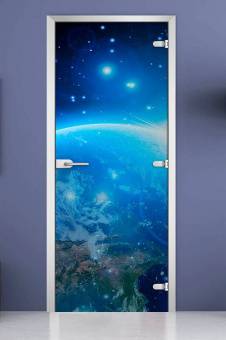 Стеклянная межкомнатная дверь с фотопечатью «Space-18»