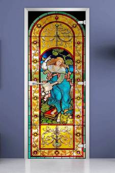 Стеклянная межкомнатная дверь с фотопечатью «Stained Glass-19»