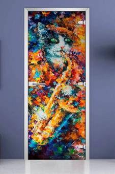 Стеклянная межкомнатная дверь с фотопечатью «Painting-20»