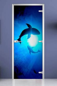 Стеклянная межкомнатная дверь с фотопечатью «Underwater World-08»