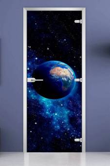 Стеклянная межкомнатная дверь с фотопечатью «Space-11»