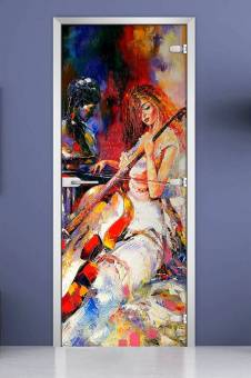 Стеклянная межкомнатная дверь с фотопечатью «Painting-15»