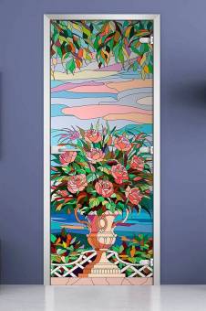 Стеклянная межкомнатная дверь с фотопечатью «Stained Glass-06»