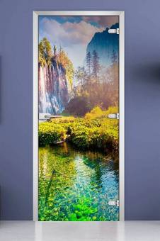 Стеклянная межкомнатная дверь с фотопечатью «Forest-14»