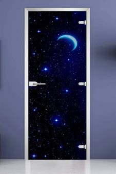 Стеклянная межкомнатная дверь с фотопечатью «Space-08»