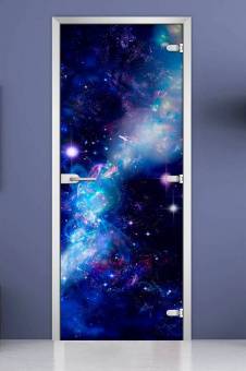 Стеклянная межкомнатная дверь с фотопечатью «Space-02»