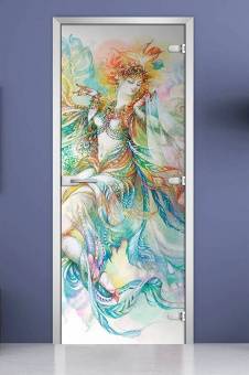 Стеклянная межкомнатная дверь с фотопечатью «Painting-08»