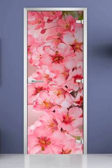 Стеклянная межкомнатная дверь с фотопечатью «Flowers-05»