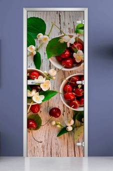 Стеклянная межкомнатная дверь с фотопечатью «Fruite-04»