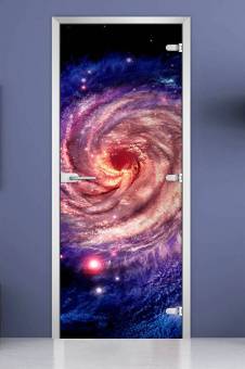 Стеклянная межкомнатная дверь с фотопечатью «Space-04»