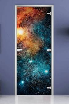 Стеклянная межкомнатная дверь с фотопечатью «Space-15»